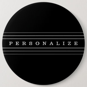 Badge Rond 15,2 Cm Your Custom Text & Modern Stripes Black & White
