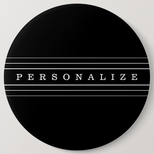 Badge Rond 15,2 Cm Your Custom Text & Modern Stripes | Black & White (Devant)