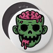 Badge Rond 15,2 Cm Zombie Undead  (Devant & derrière)