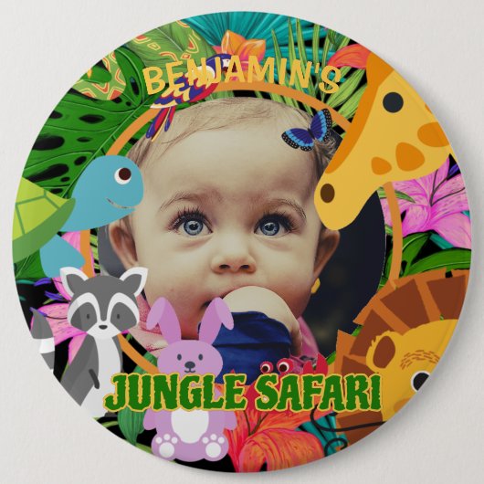 Badge Rond 15,2 Cm Zoo Wild Animal Jungle Safari Anniversaire de enfa (Devant)