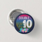 Badge Rond 2,50 Cm 10 CHIFFRES Double Fille d'anniversaire (Devant & derrière)
