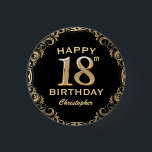 Badge Rond 2,50 Cm 18e anniversaire de la Parties scintillant Noir et<br><div class="desc">18e anniversaire de la fête Black and Gold Parties scintillant Frame Button. Pour plus de personnalisation,  cliquez sur le bouton "Customiser" et utilisez notre outil de conception pour modifier ce modèle.</div>