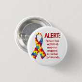 Badge Rond 2,50 Cm (1 1/4") alerte 1 d'autisme (Devant & derrière)