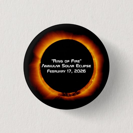 Badge Rond 2,50 Cm 2026 Annular Ring of Fire Solar Eclipse (Devant)