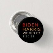 Badge Rond 2,50 Cm 20/01/21, Biden Harris 20 janvier Inaugural (Devant & derrière)
