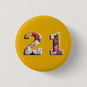 Badge Rond 2,50 Cm 21e anniversaire 21 ans Milestone Button