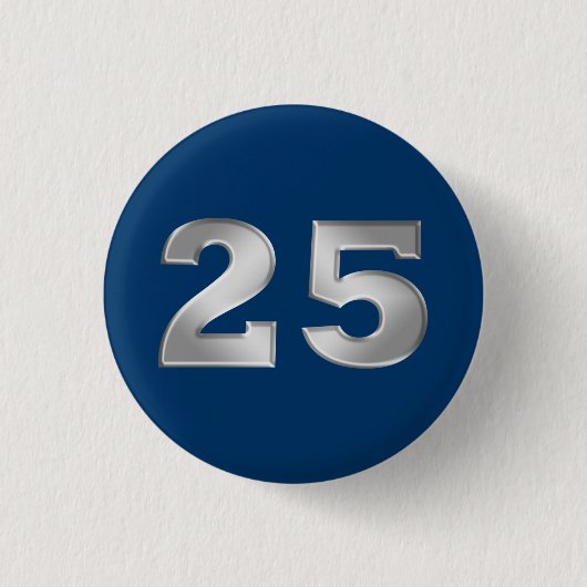 Badge Rond 2,50 Cm 25ème Boutons argentés d'anniversaire (Devant)