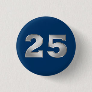 Badge Rond 2,50 Cm 25ème Boutons argentés d'anniversaire