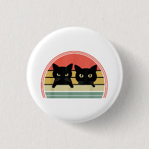 Badge Rond 2,50 Cm 2 Chats noirs Pékin Vintage Retro Chat Animal Love