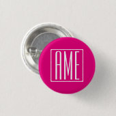 Badge Rond 2,50 Cm 3 Initiales Monogramme | Blanc sur rose chaud (Devant & derrière)
