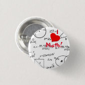 Badge Rond 2,50 Cm 3D I love Math whiteboard (Devant & derrière)