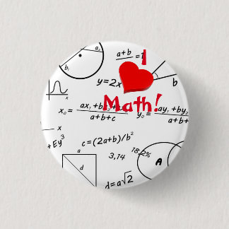 Badge Rond 2,50 Cm 3D I love Math whiteboard