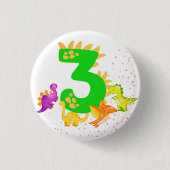 Badge Rond 2,50 Cm 3rd Birthday. Dinosaur Design. My third birthday.  (Devant)