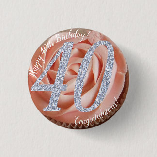 Badge Rond 2,50 Cm 40e Anniversaire Cupcake 3 Cm Round Badge