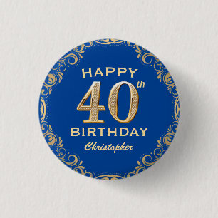 Badge Rond 2,50 Cm 40e anniversaire de la Parties scintillant marine