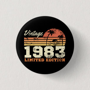 Badge Rond 2,50 Cm 40th Birthday Retro Vintage 1983 Limited Edition
