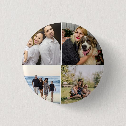 Badge Rond 2,50 Cm  4 Family Photo Collage Custom (Devant)