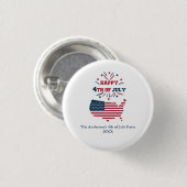 Badge Rond 2,50 Cm 4 juillet Feu d'artifice USA Rouge Blanc Bleu (Devant & derrière)