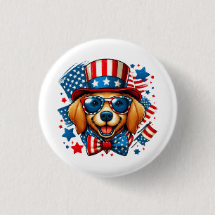 Badge Rond 2,50 Cm 4 juillet USA chien patriotique Jour de l'Indépend