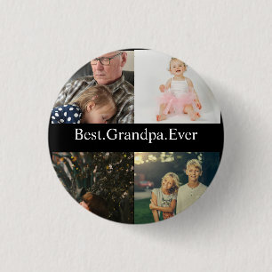 Badge Rond 2,50 Cm 4 Photo Collage Meilleur Grand-Père Jamais