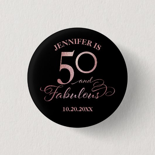 Badge Rond 2,50 Cm 50 et Fabuleux anniversaire (Devant)