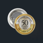 Badge Rond 2,50 Cm 50e anniversaire mariage noir et âme<br><div class="desc">50e anniversaire mariage noir et or aux accents diamantifères.
Elégant or et argent moderne et personnalisable design Anniversaire. customisez facilement vos noms et années de votre anniversaire.</div>
