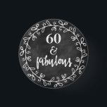 Badge Rond 2,50 Cm 60 et fabuleux - 60e anniversaire Bouton personnal<br><div class="desc">NewParkLane - 60e Anniversaire Bouton Personnalisé, avec une citation amusante "60 & Fabulous" dans une élégante couronne avec typographie amusante, contre un arrière - plan de tableau noir. Age (& polices) peut être facilement modifié avec le bouton "personnaliser" à Zazzle! Vous voulez ce design sur un autre produit? Ou un...</div>