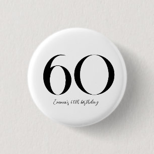 Badge Rond 2,50 Cm 60e anniversaire Noir et blanc
