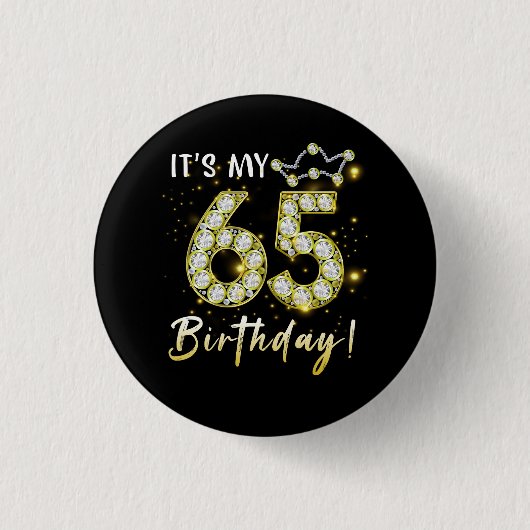 Badge Rond 2,50 Cm 65 ans C_s mon anniversaire 65e anniversaire Diamo (Devant)