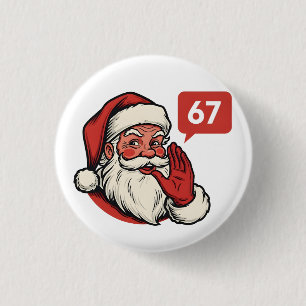 Badge Rond 2,50 Cm 67 Noël Joyeux Six Sept Brainrot Père Noël