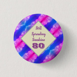 Badge Rond 2,50 Cm 80 Anniversaire Vivid Bleu rose Milestone Célébrat