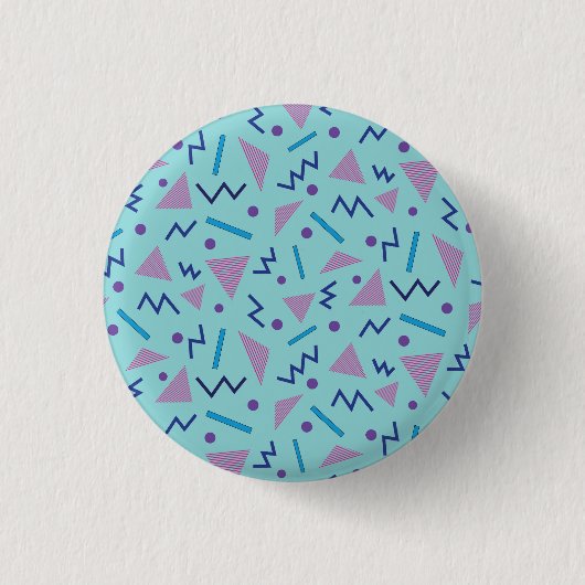 Badge Rond 2,50 Cm 80s 90s Memphis style géométrique bleu (Devant)