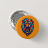 Badge Rond 2,50 Cm A PAINTED LION button (Devant & derrière)