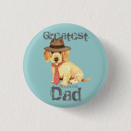 Badge Rond 2,50 Cm À poils durs Dachshund Papa (Devant)