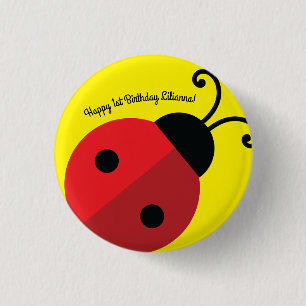 Badge Rond 2,50 Cm Ă?re fête d'anniversaire de Madame Bug Cute