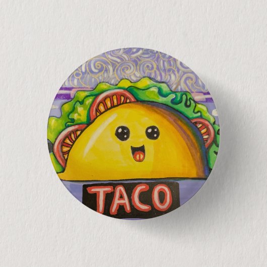 Badge Rond 2,50 Cm A Taco Kawaii (Devant)