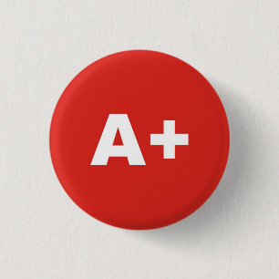 Badge Rond 2,50 Cm A+ Type De Sang / Groupe Rh (Rhesus) Insigne Posit