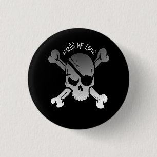 Badge Rond 2,50 Cm aarrgg moi coquin crâne noir blanc pirate personna