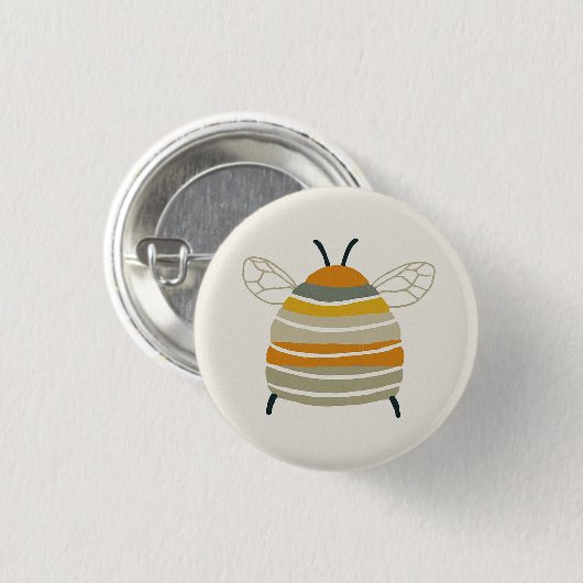 Badge Rond 2,50 Cm Abeille Charmée de Style Mid-Siècle (Devant & derrière)
