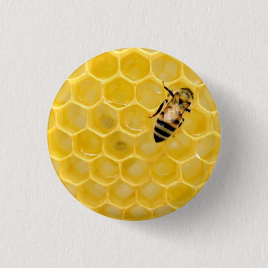 Badge Rond 2,50 Cm abeille et nid d'abeille (Devant)