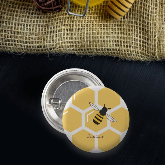 Badge Rond 2,50 Cm Abeille et peigne