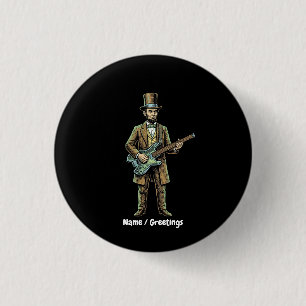 Badge Rond 2,50 Cm Abraham Lincoln Tête de Guitarre sans Corps en Boi