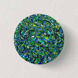 Badge Rond 2,50 Cm Abstract Design Blue Green Waves Shapes