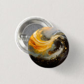 Badge Rond 2,50 Cm Abstrait Doré Marbre Moderne Vagues (Devant & derrière)