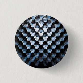 Badge Rond 2,50 Cm Abstrait Futuriste Bleu Géométrique Métallique