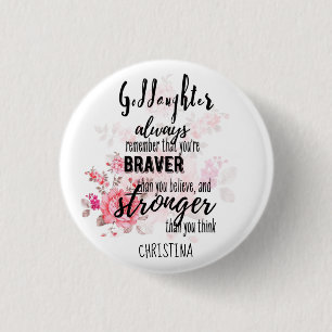 Badge Rond 2,50 Cm Adolescent GODDAUGHTER Citation Motivationnelle Fl