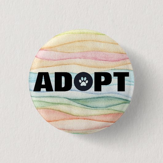 Badge Rond 2,50 Cm Adopter Empreinte de Patte (Devant)