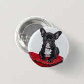 Badge Rond 2,50 Cm Adorable Black and White Bulldog Puppy Photo (Devant & derrière)
