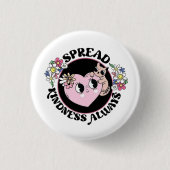 Badge Rond 2,50 Cm Adorable Cat & Flowers Button – Spread Kindness (Devant)