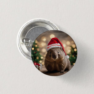 Badge Rond 2,50 Cm adorable Noël Wombat,